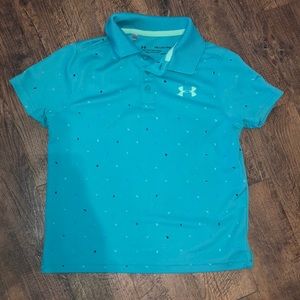 Teal green Boys Under Armour Polo Shirt Heat Gear